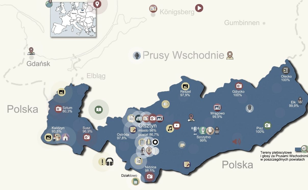 Mapa Prus Wschodnich w 1920 roku