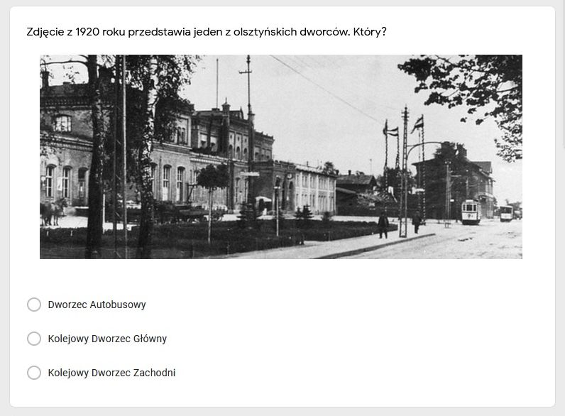 Fragment quizu historycznego Olsztyn w 1920 roku