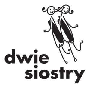 Logo Wydawnictwa Dwie Siostry przedstawiające rysunek dwóch dziewczynek.