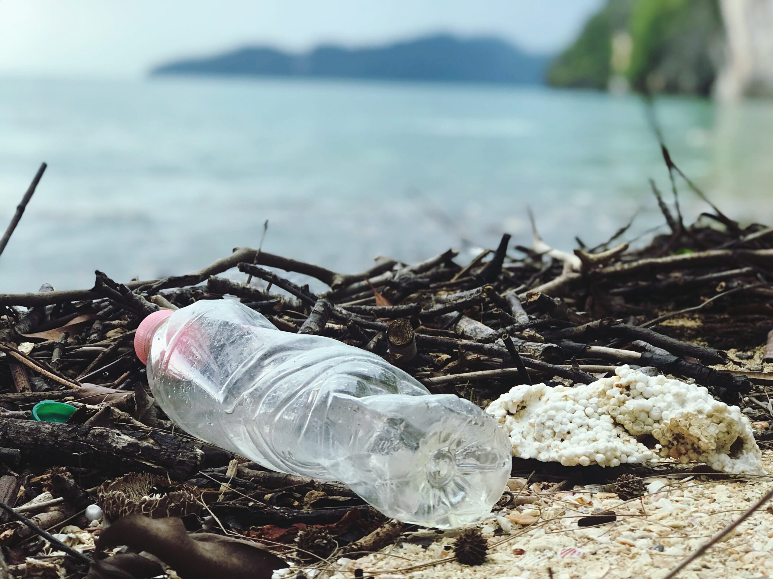 Plastikowa butelka na plaży